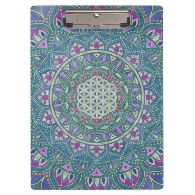 Porte-bloc Fleur de Vie - Mandala Style Inde 1 (Devant)