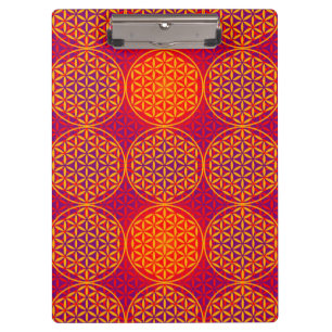 Porte-bloc Fleur de vie - motif de timbre - rose orange