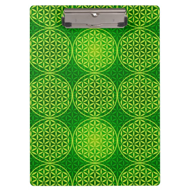 Porte-bloc Fleur de vie - motif de timbre - vert (Devant)