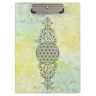 Porte-bloc Fleur de Vie - Ornements Vintage bleu or