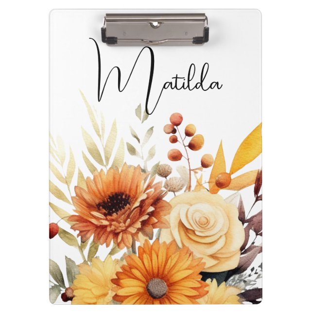 Porte-bloc Fleur personnalisée à l'aquarelle  (Devant)