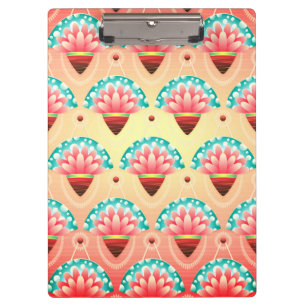 Porte-bloc Fleur rose art déco or sarcelle florale