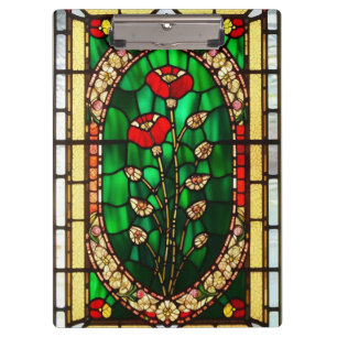 Porte-bloc Fleur rouge de verre teinté élégant