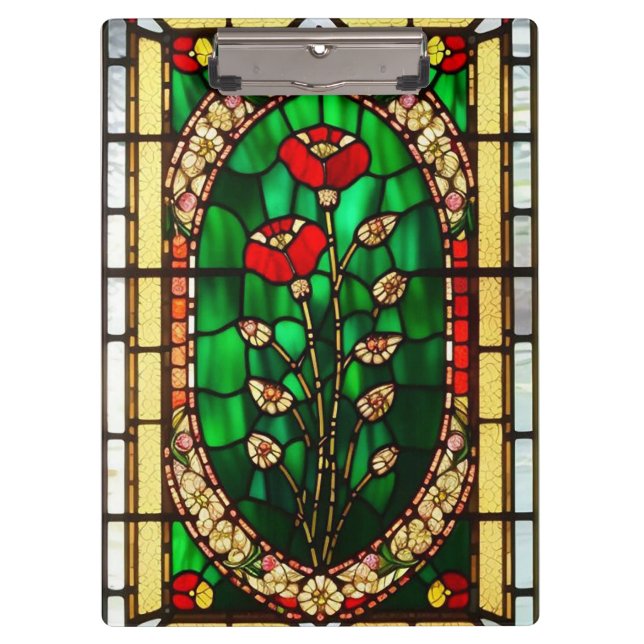 Porte-bloc Fleur rouge de verre teinté élégant (Devant)