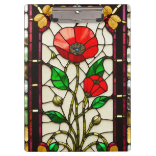 Porte-bloc Fleur rouge Élégant Art de Verre Coloré