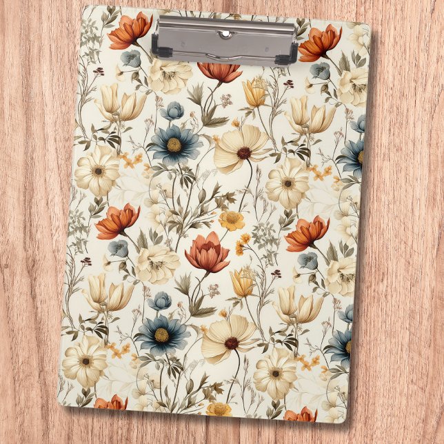 Porte-bloc Fleur séchée vintage Navy Terracotta (Créateur téléchargé)