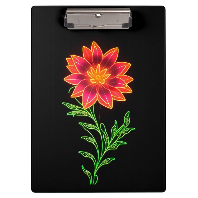 Porte-bloc Fleur stylisée néon (Devant)