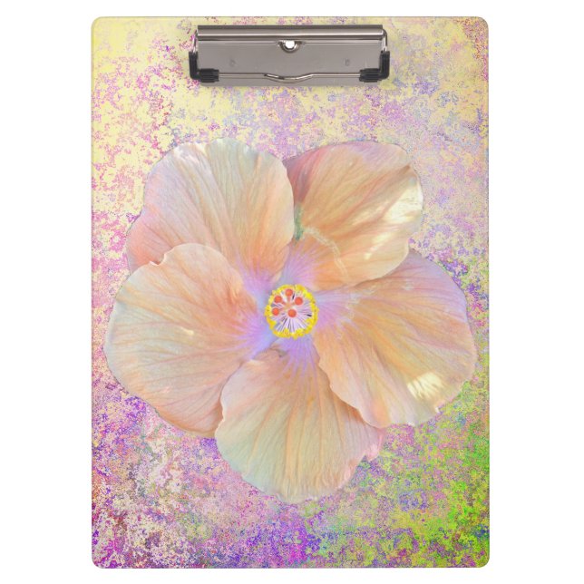 Porte-bloc Fleur tropicale d'hibiscus rose or violet mignonne (Devant)