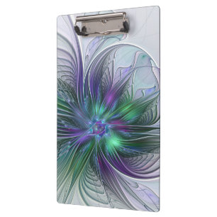 Porte-bloc Fleur verte abstraite moderne art fractal violet