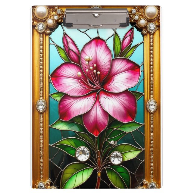 Porte-bloc Fleur Vibrante Encadrée avec Ornement (Devant)