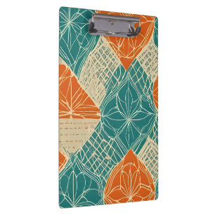 Porte-bloc Fleurs abstraites sarcelle, orange et chamois