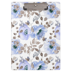 Porte-bloc Fleurs Aquarelles Bleues Chic