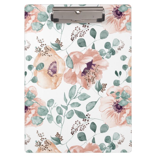 Porte-bloc Fleurs Aquarelles Chic Blush (Devant)
