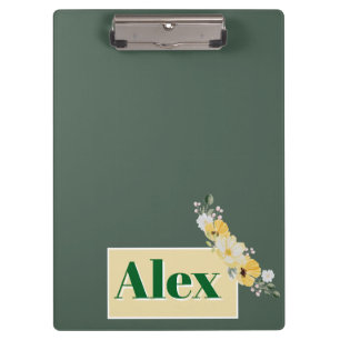 Porte-bloc Fleurs aquarelles modernes & fond vert