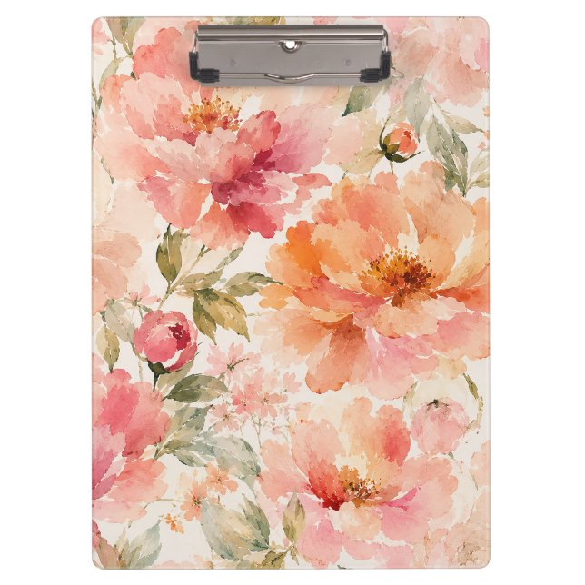 Porte-bloc Fleurs aquarelles romantiques chaudes d'été (Devant)