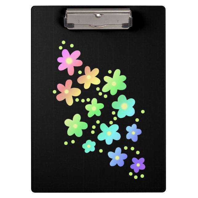 Porte-bloc Fleurs arc-en-ciel Whimsical noir (Devant)