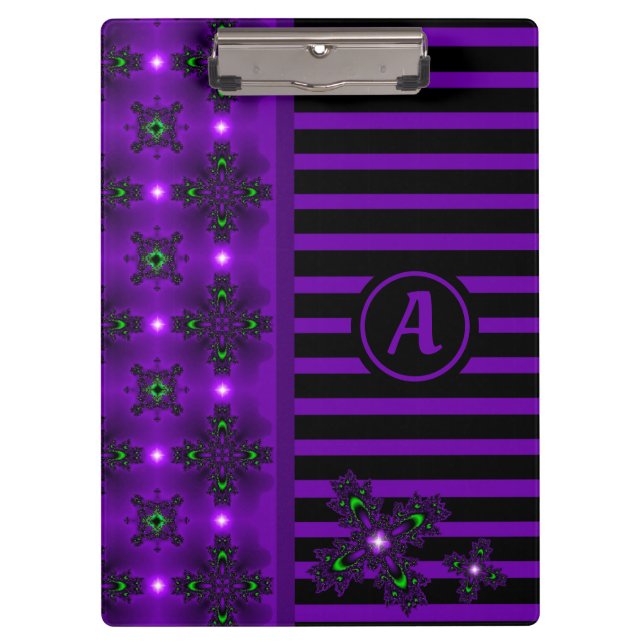 Porte-bloc Fleurs Artdeco en style rétro avec monogramme (Devant)