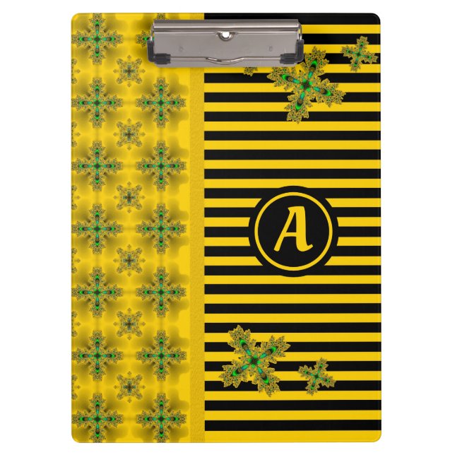 Porte-bloc Fleurs Artdeco en style rétro avec monogramme (Devant)