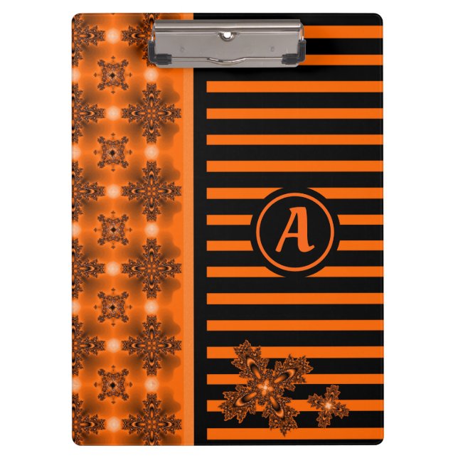 Porte-bloc Fleurs Artdeco en style rétro avec monogramme (Devant)