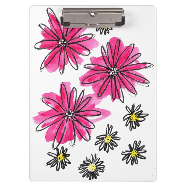 Porte-bloc Fleurs blanches et roses (Devant)