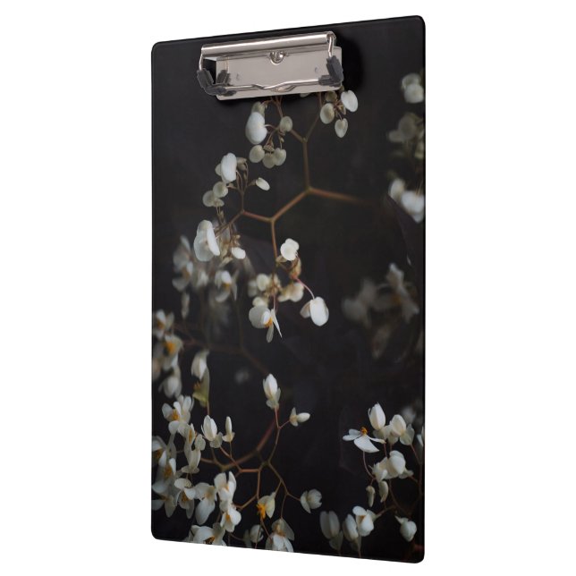 Porte-bloc Fleurs blanches lunatiques sur fond sombre (Gauche)
