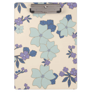 Porte-bloc Fleurs Bleues, Fleurs Violettes, Motif Floral