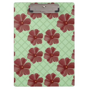 Porte-bloc Fleurs bordeaux élégantes sur fond vert sauge