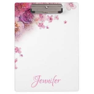 Porte-bloc Fleurs d'aquarelle Roses Élégant Personnalisé