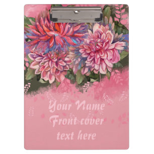 Porte-bloc Fleurs de dahlias aquarelle rose