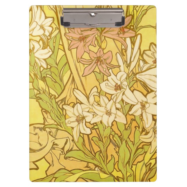 Porte-bloc Fleurs de lys Art nouveau d'Alphonse Mucha (Devant)