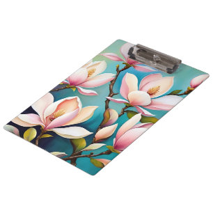 Porte-bloc Fleurs de magnolia rose