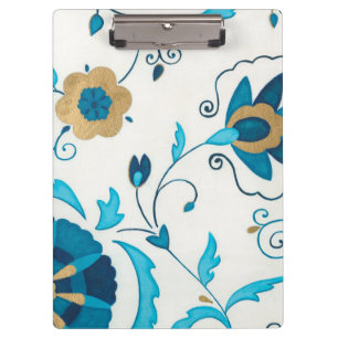 Porte-bloc Fleurs dorées d'indigo avec l'arrière - plan blanc