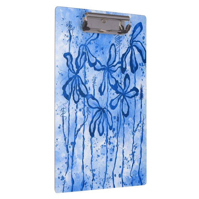 Porte-bloc Fleurs encrées Abstraites en bleu (Swatch)