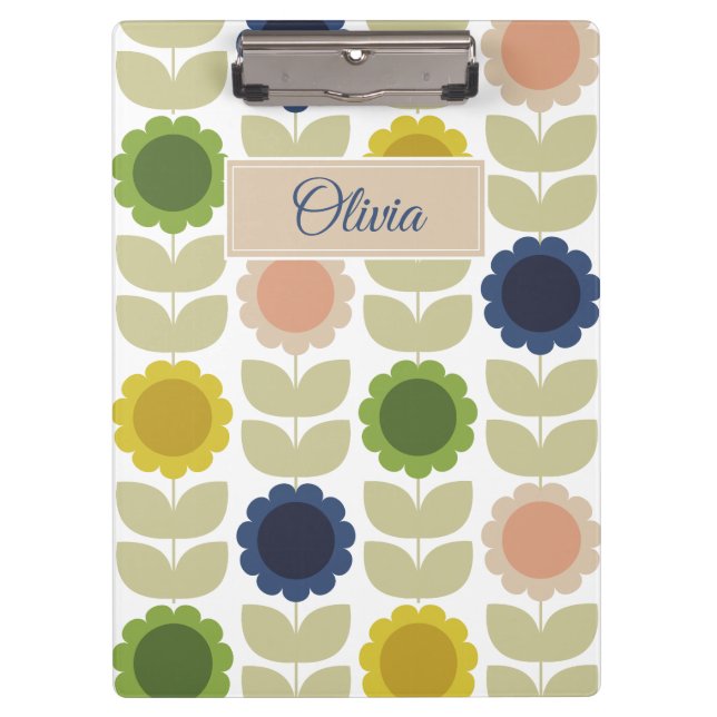 Porte-bloc Fleurs et tiges rétro groovy d'été (Devant)