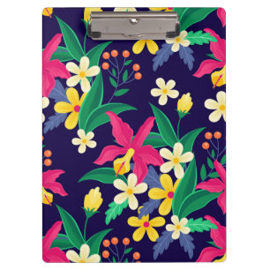 Porte-bloc Fleurs Exotiques Colorées Et Motif Feuille-55667