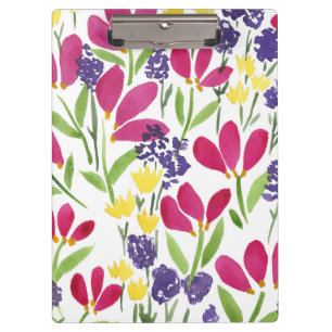 Porte-bloc Fleurs multicolores Aquarelles rose violet jaune