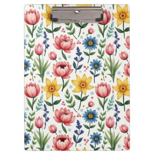Porte-bloc Fleurs printanières en bleu rose et jaune