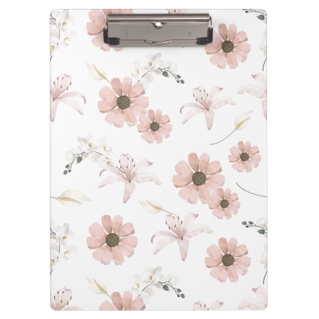 Porte-bloc Fleurs roses aquarelle Art (Devant)