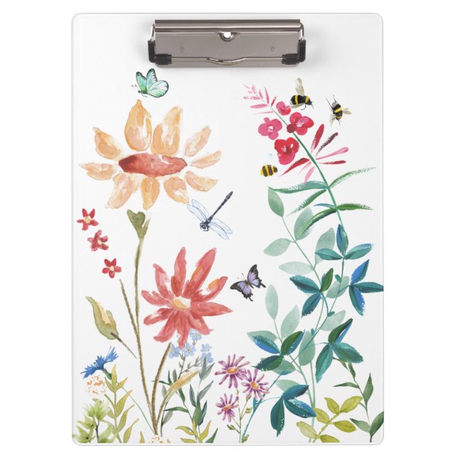 Porte-bloc Fleurs sauvages aquarelle (Devant)