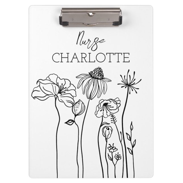 Porte-bloc Fleurs sauvages dessinées à la main simplement Nur (Devant)