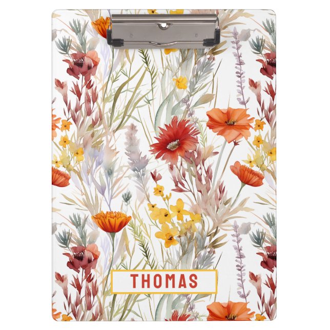 Porte-bloc Fleurs sauvages du désert viant Nom Customisé Nom  (Devant)