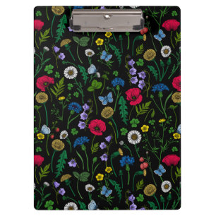 Porte-bloc Fleurs sauvages en noir