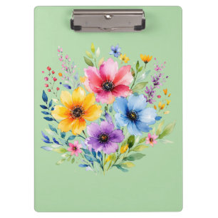 Porte-bloc Fleurs sauvages peintes à l'aquarelle