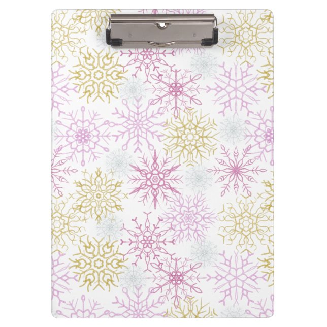 Porte-bloc Flocon de neige rose étincelant (Devant)