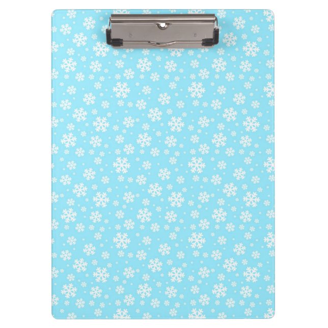 Porte-bloc Flocons blancs sur motif d'hiver bleu clair (Devant)