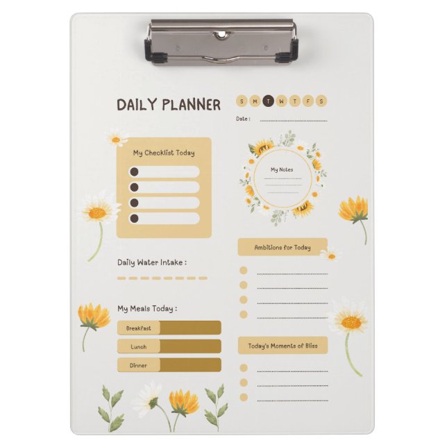 Porte-bloc Floral Daily Planner with Sunflowers & Daisies (Devant)