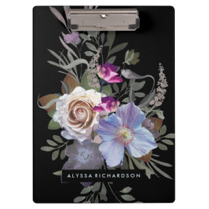 Porte-bloc Floral déprimé foncé sur le noir