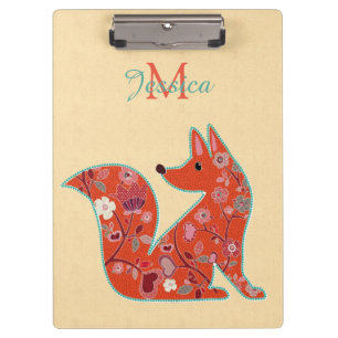 Porte-bloc Folk Art Flower Motif Fox personnalisé
