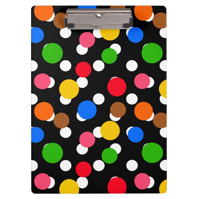 Porte-bloc Fond noir pois colorés (Devant)