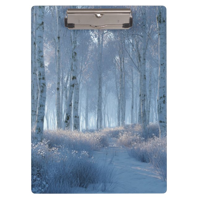 Porte-bloc Forêt de bouleaux radieuse enneigée  (Devant)